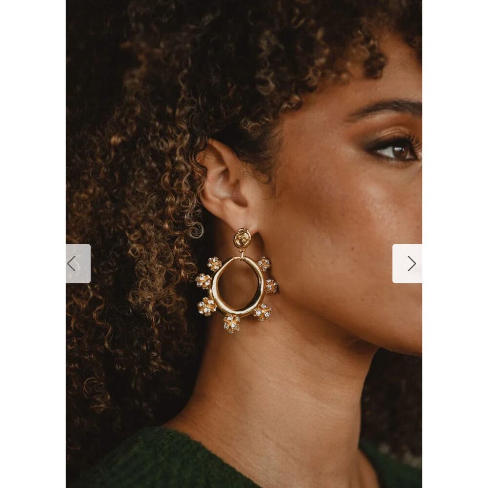 Rae Gold Rhinestone Statement Earrings - Picture 6 of 6
